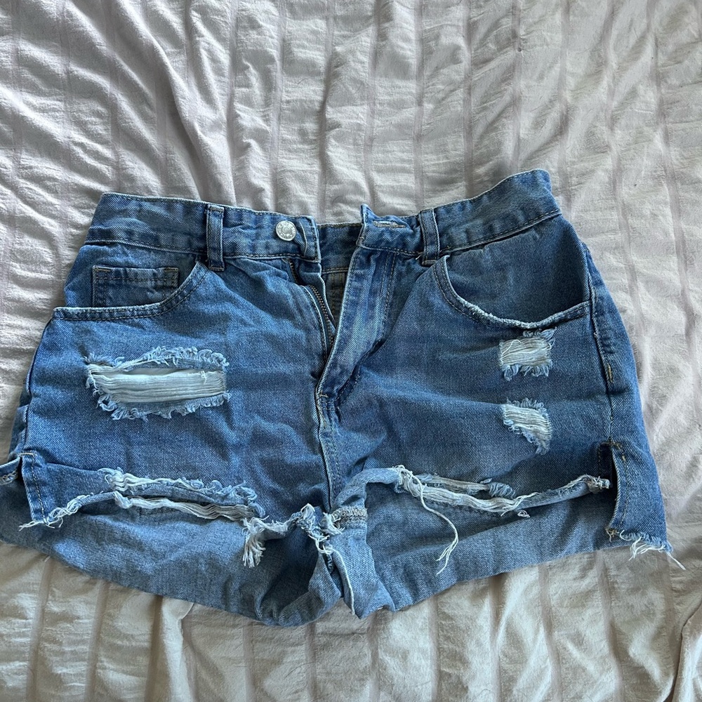 SHEIN Blue Distressed Jean Shorts